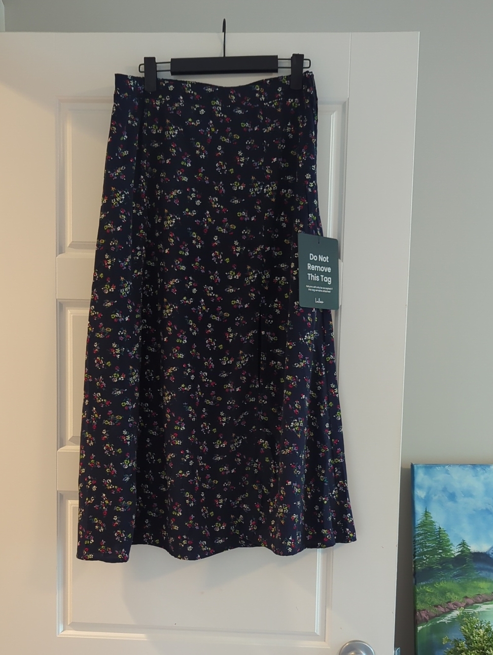 Lulu's Navy Floral Split Midi Skirt - Picture 2 of 6